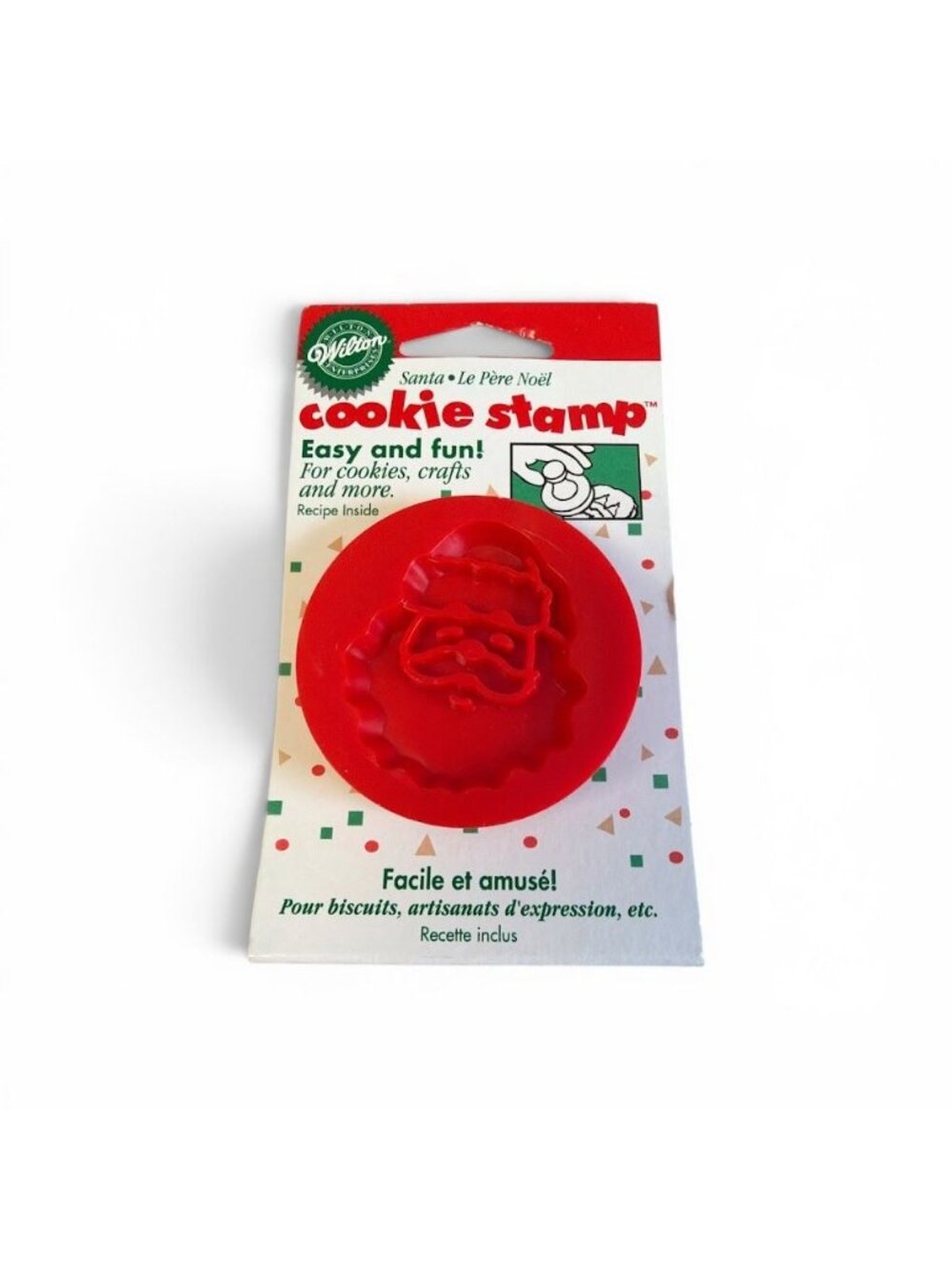 Wilton Santa Claus Embossed Red Plastic Cookie Stamp